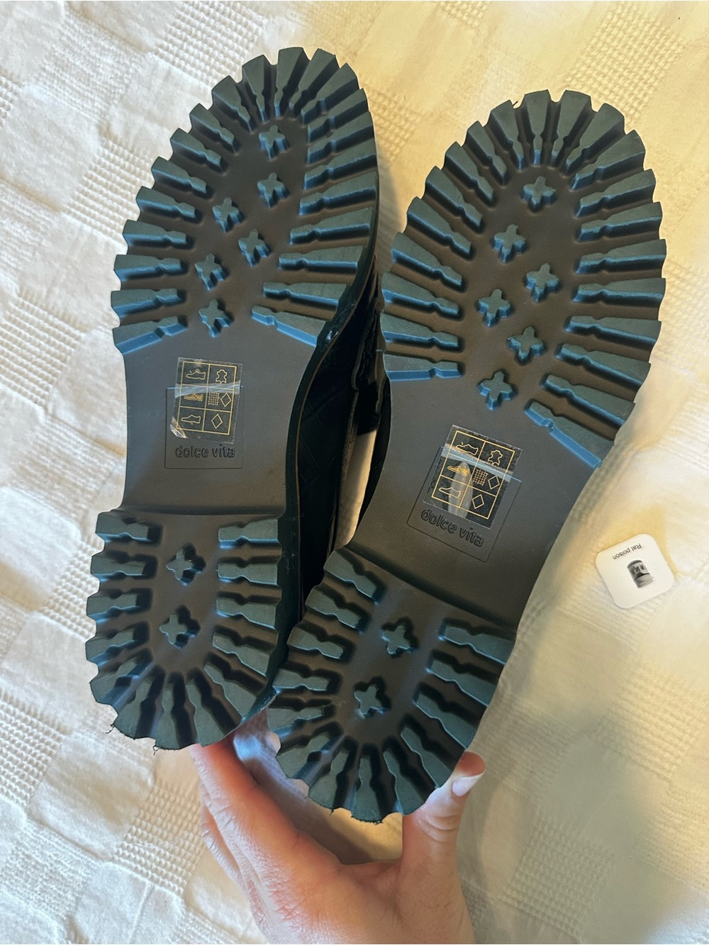 Dolce Vita Black Croc-Embossed Slip-On Penny Loafers - Picture 2 of 3